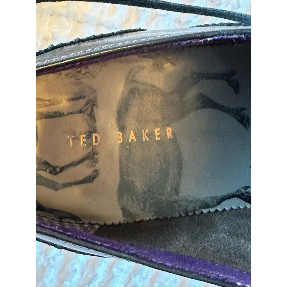 Ted Baker London Mens Black Leather Wingtip Oxford Dress Shoes Brogue US 9 EU 42